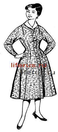 Платье с цельнокроеным длинным рукавом и вставным бочком